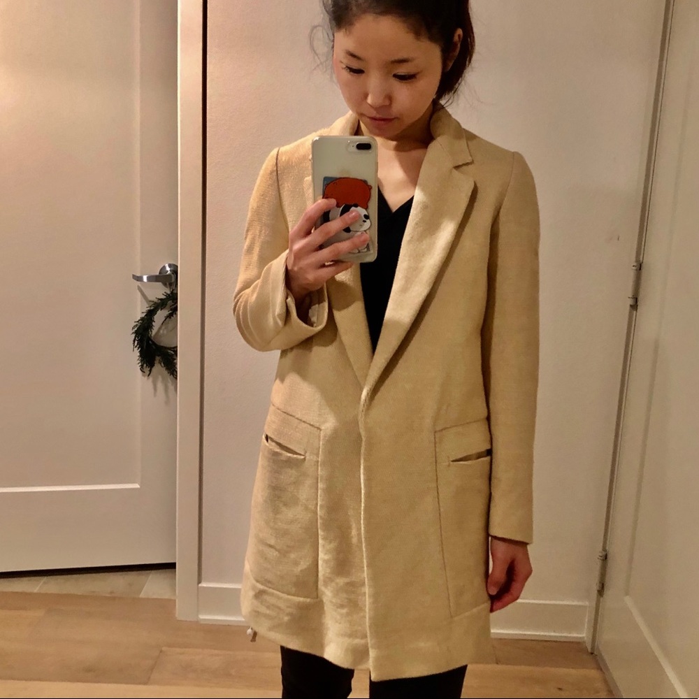 Zara Basic Collection Hemp Beige Coat - image 1